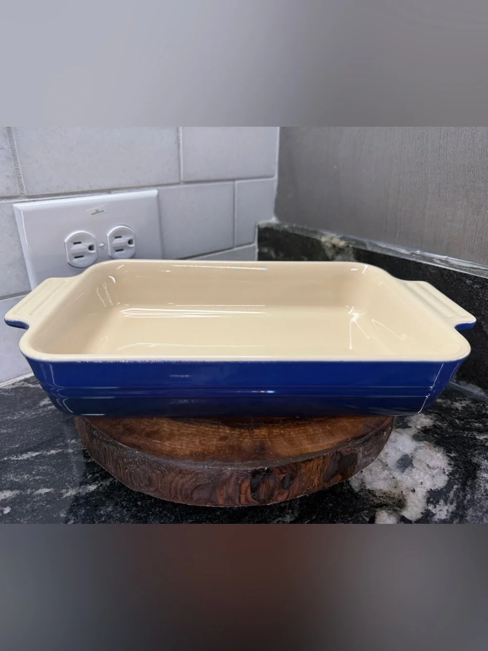 NEW Le Creuset INDIGO 25cm Rectangular Baking Dish 10x7 Stoneware Retired